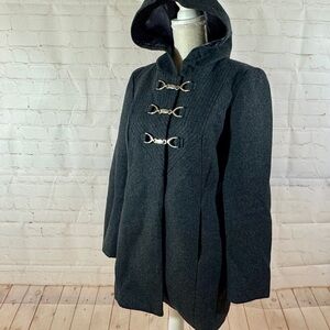 Trulli Wool Pea Coat Hooded Toggle Dark Gray S 4